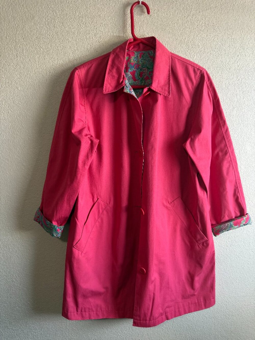 Women's Reversible Hot Pink & Paisley Print Jacket Coat Size L